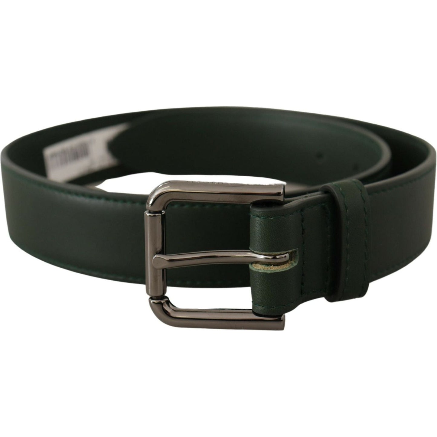 Dolce & Gabbana Elegant Dark Green Leather Belt with Logo Buckle Dolce & Gabbana Dark Slate Gray