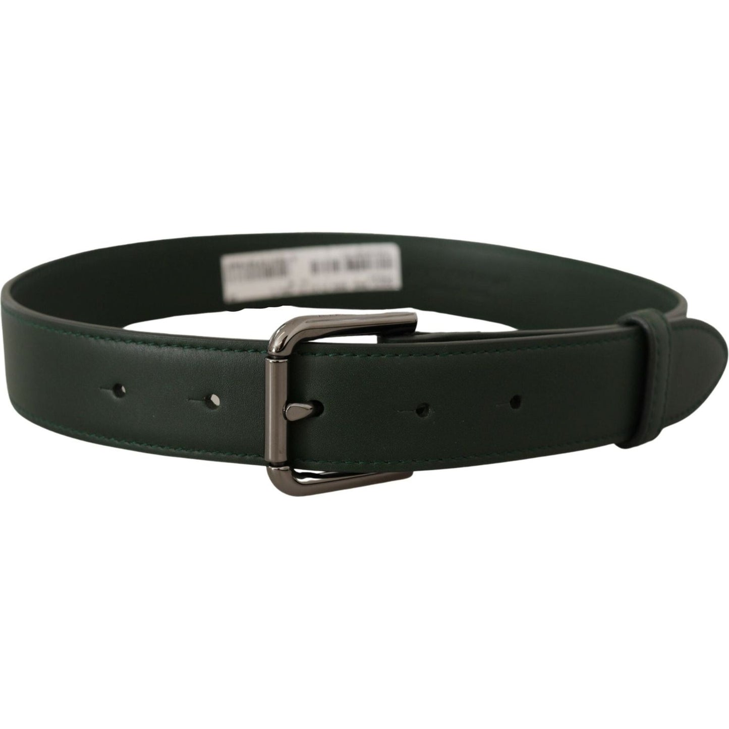 Dolce & Gabbana Elegant Dark Green Leather Belt with Logo Buckle Dolce & Gabbana Dark Slate Gray