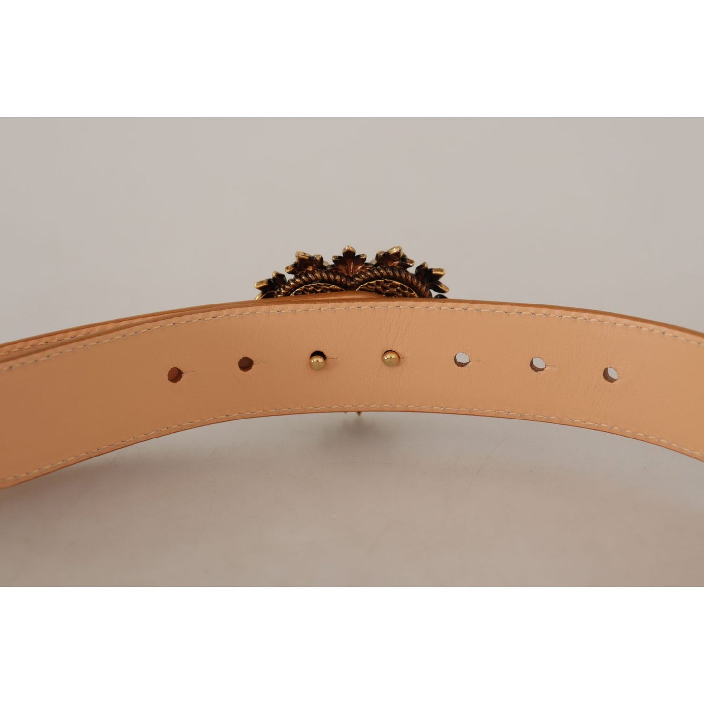 Dolce & Gabbana Enchanting Nude Leather Belt with Engraved Buckle Dolce & Gabbana Rosy Brown
