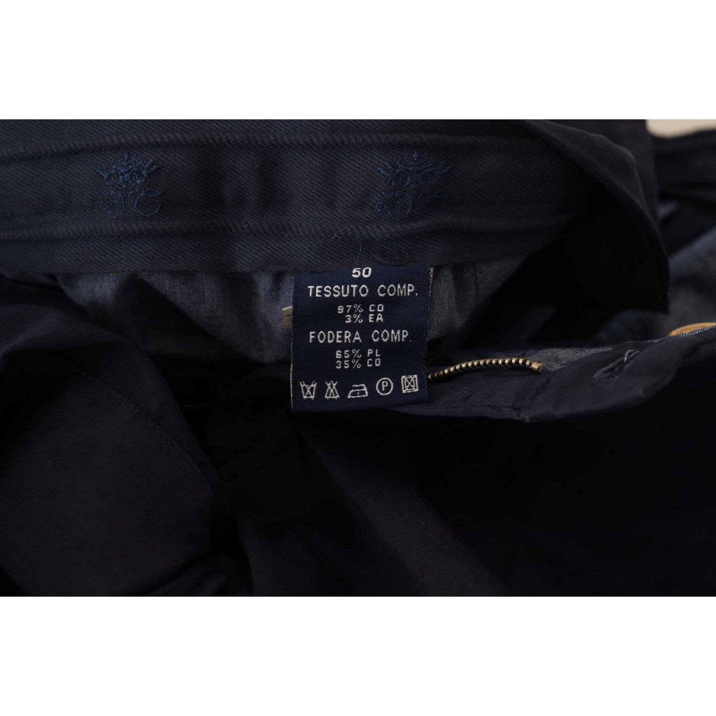 Domenico Tagliente Elegant Dark Blue Slim Chino Pants Domenico Tagliente Black