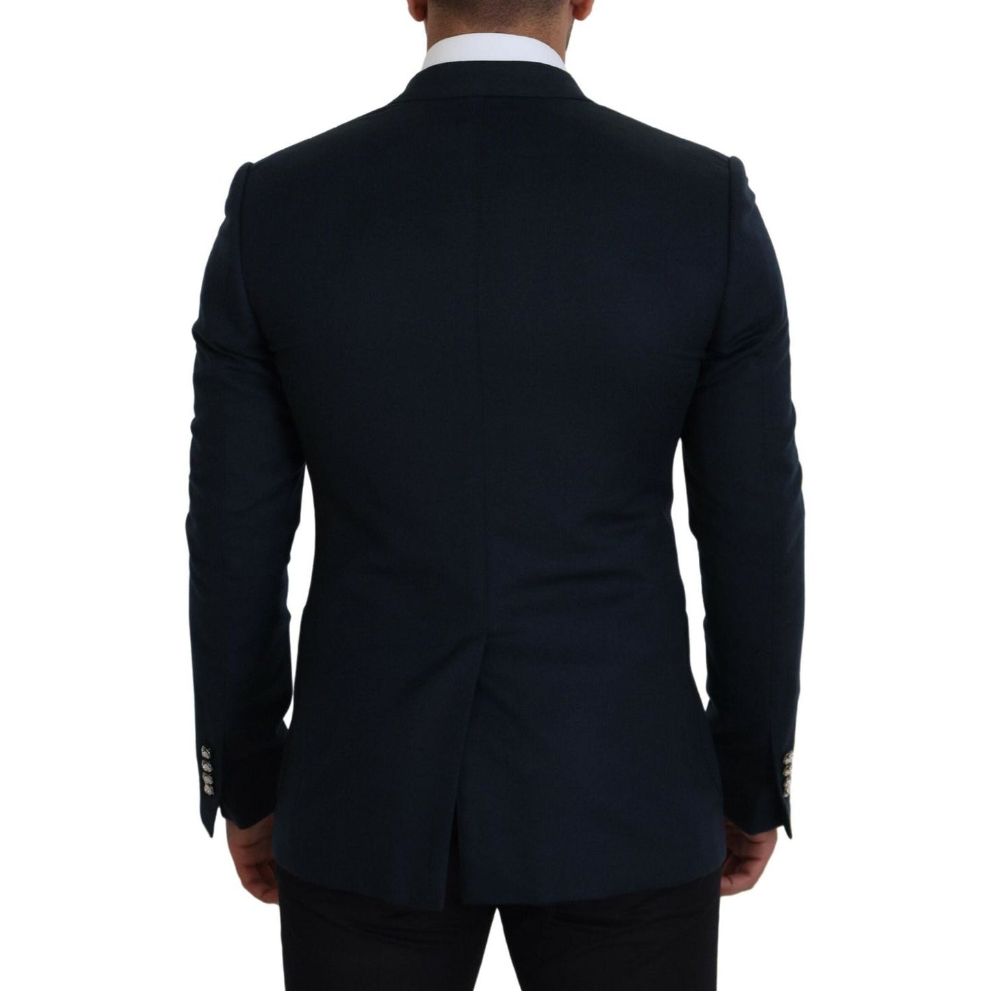 Dolce & Gabbana Elegant Cashmere-Silk Blend Blue Blazer Dolce & Gabbana Black