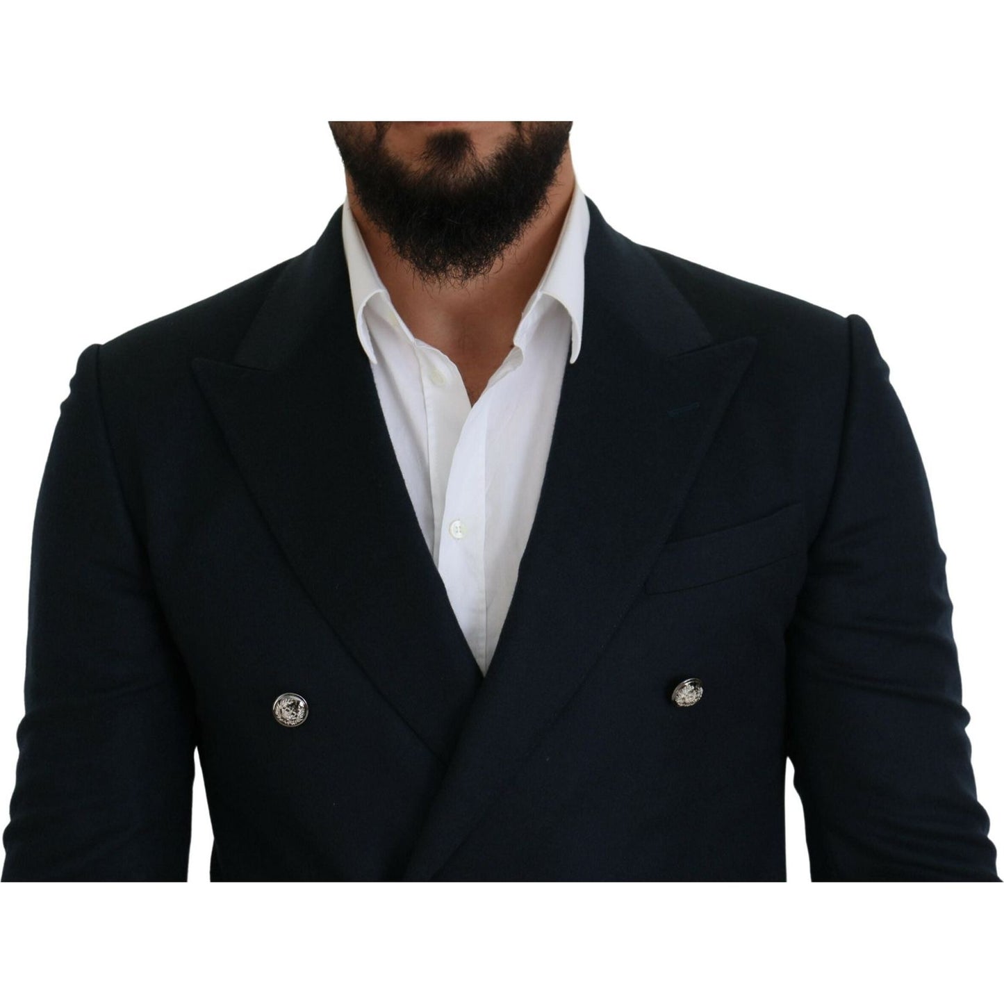 Dolce & Gabbana Elegant Cashmere-Silk Blend Blue Blazer Dolce & Gabbana Black