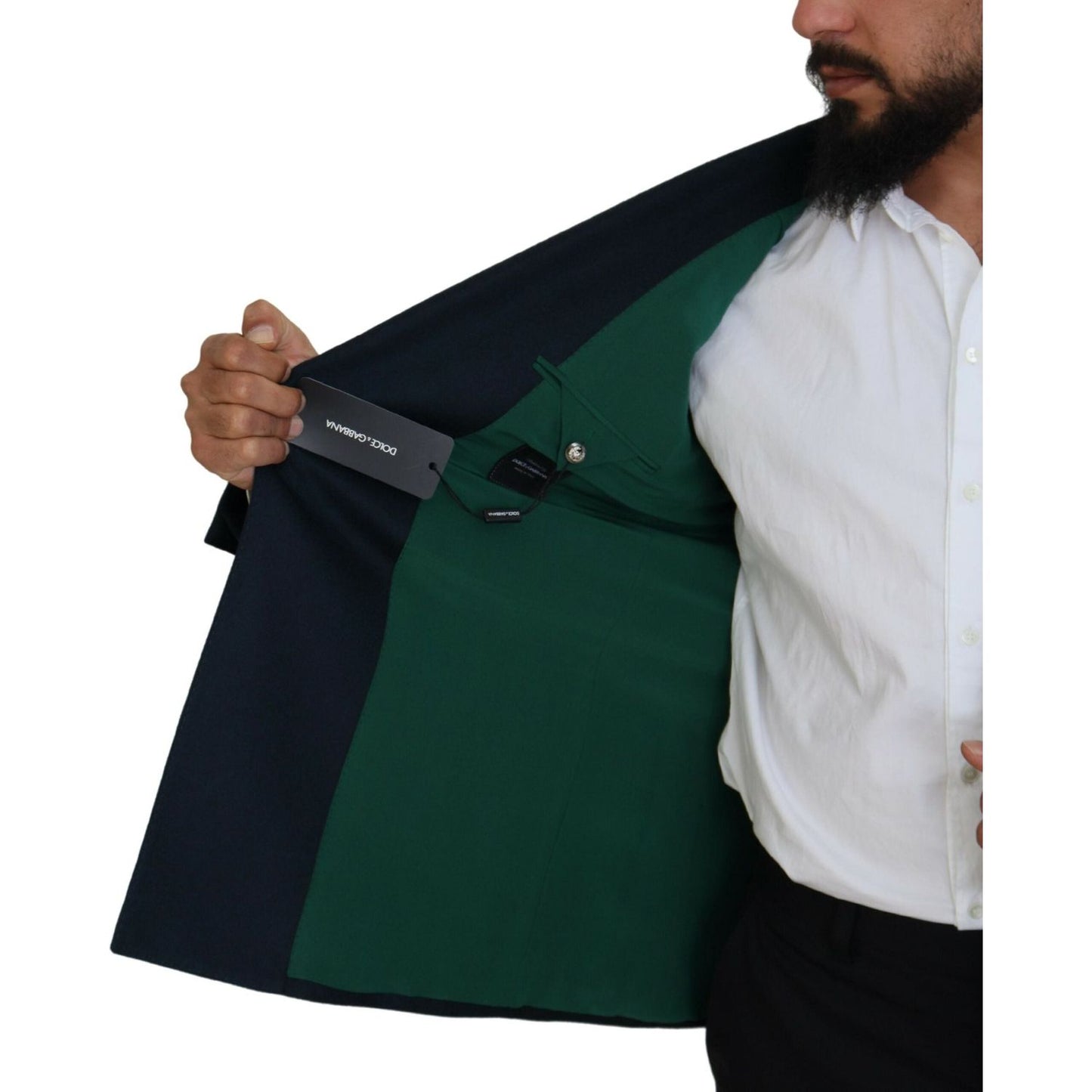 Dolce & Gabbana Elegant Cashmere-Silk Blend Blue Blazer Dolce & Gabbana Black