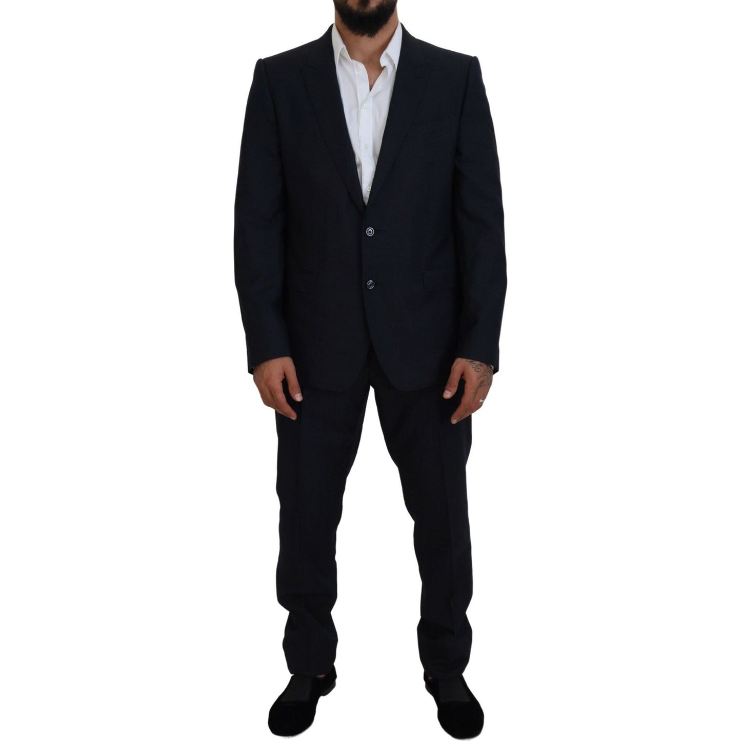 Dolce & Gabbana Elegant Blue Martini Wool-Silk Blend Suit Dolce & Gabbana Black