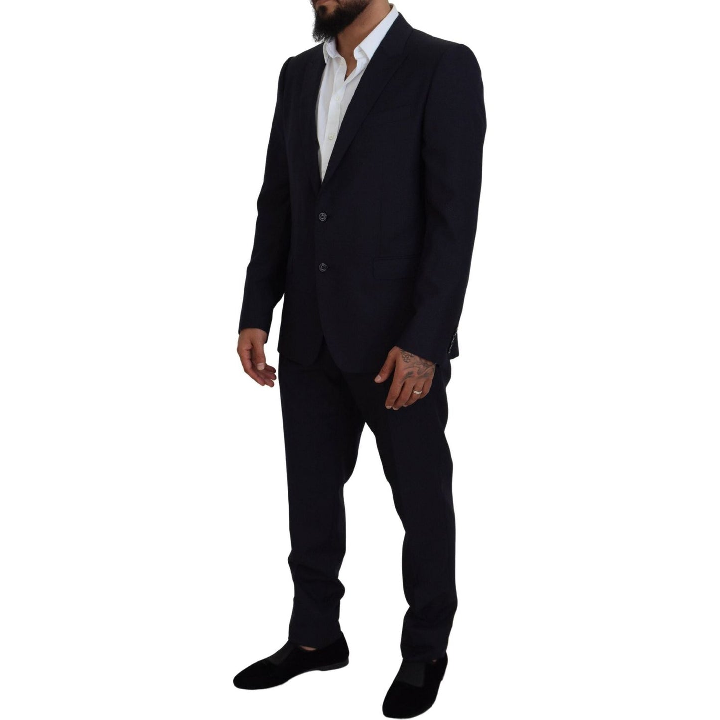 Dolce & Gabbana Elegant Blue Martini Wool-Silk Blend Suit Dolce & Gabbana Black