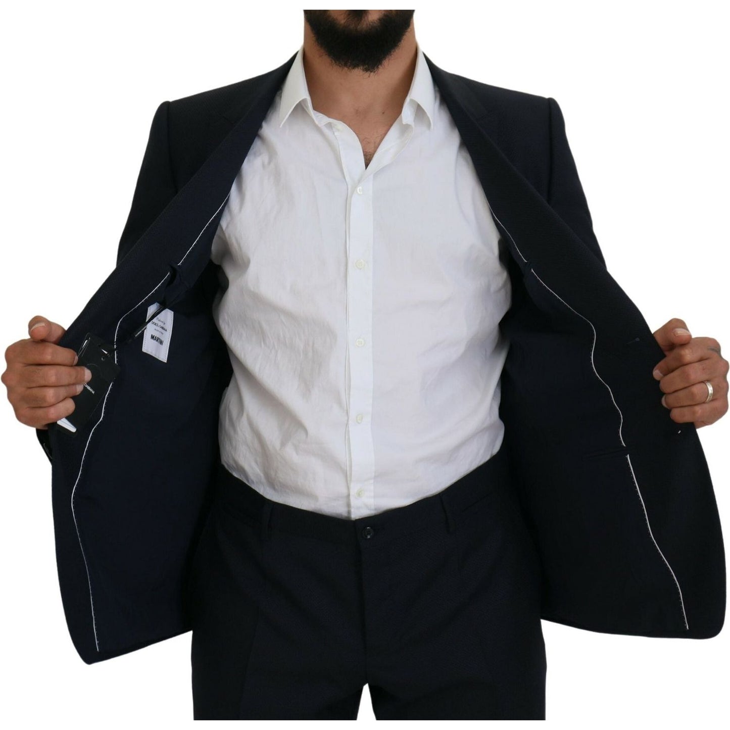 Dolce & Gabbana Elegant Blue Martini Wool-Silk Blend Suit Dolce & Gabbana Black