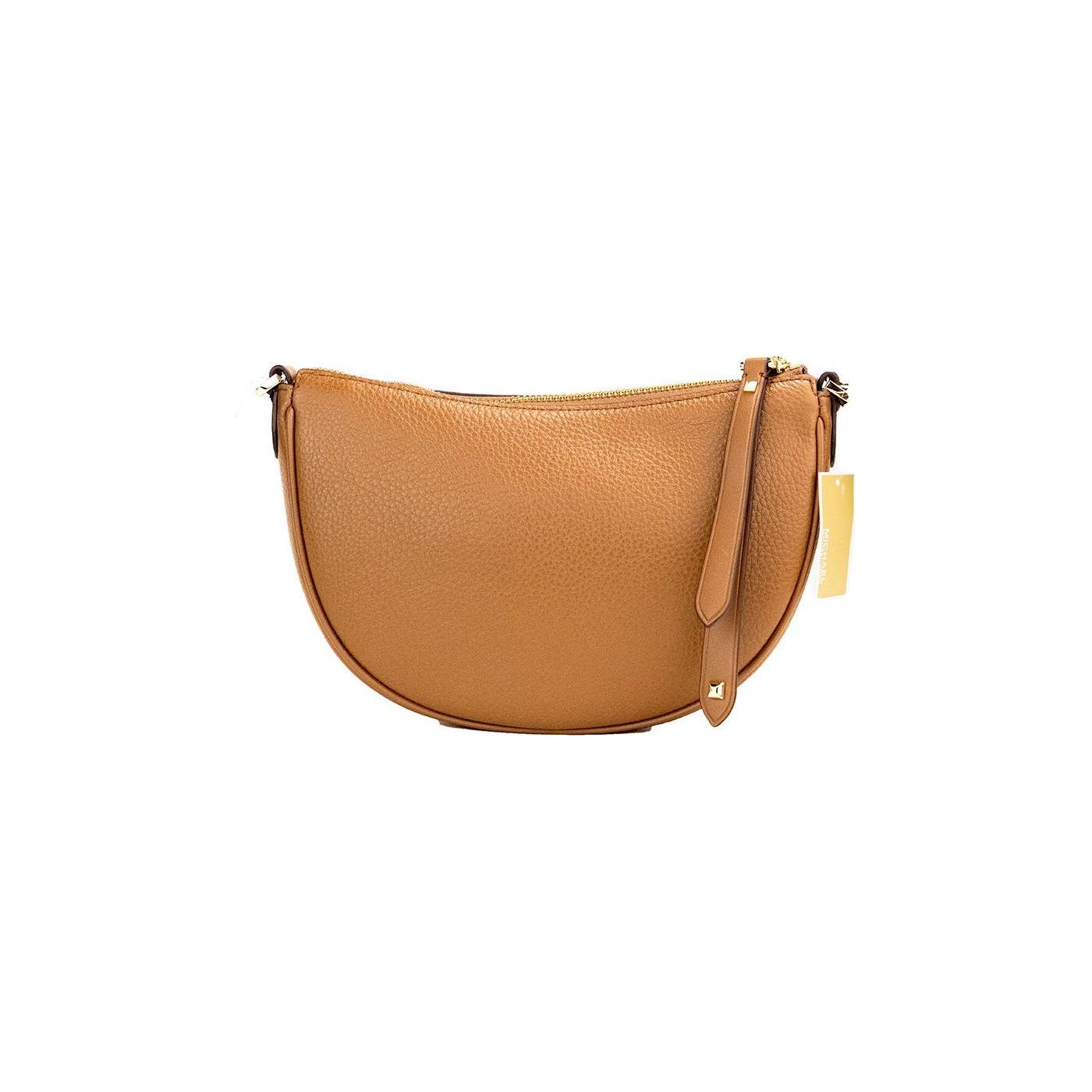 Michael Kors Dover Small Luggage Pebbled Leather Half Moon Crossbody Bag Purse Michael Kors Chocolate