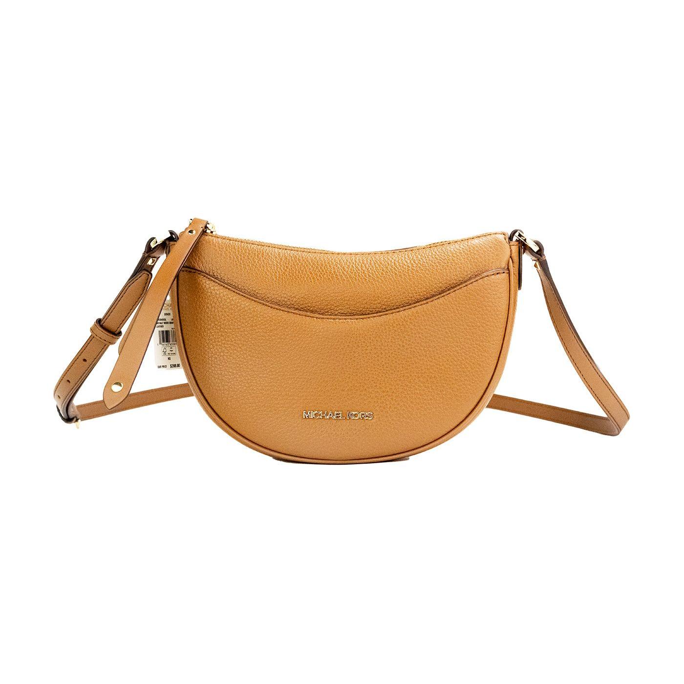Michael Kors Dover Small Luggage Pebbled Leather Half Moon Crossbody Bag Purse Michael Kors Goldenrod