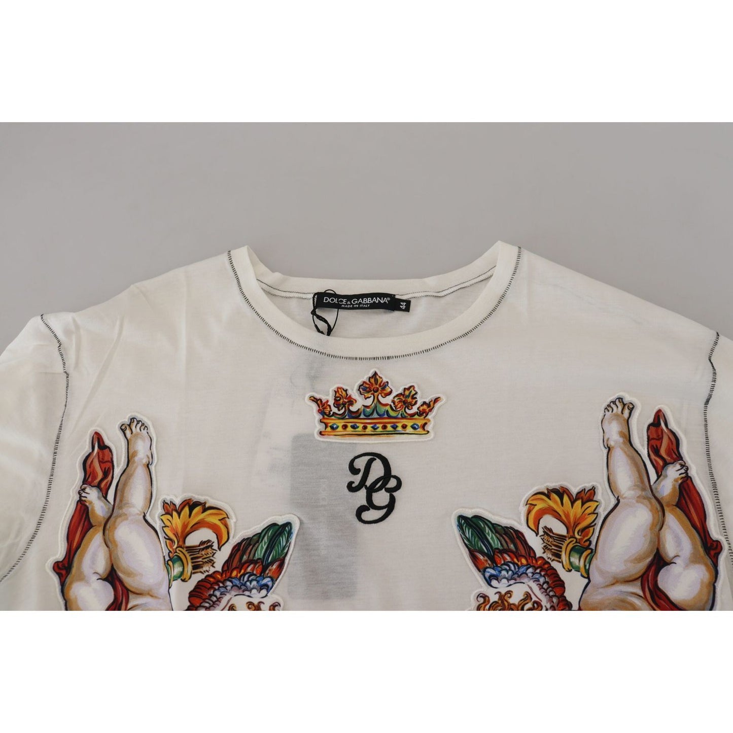 Dolce & Gabbana Elegant White Cotton-Silk Blend Tee Dolce & Gabbana Dark Gray