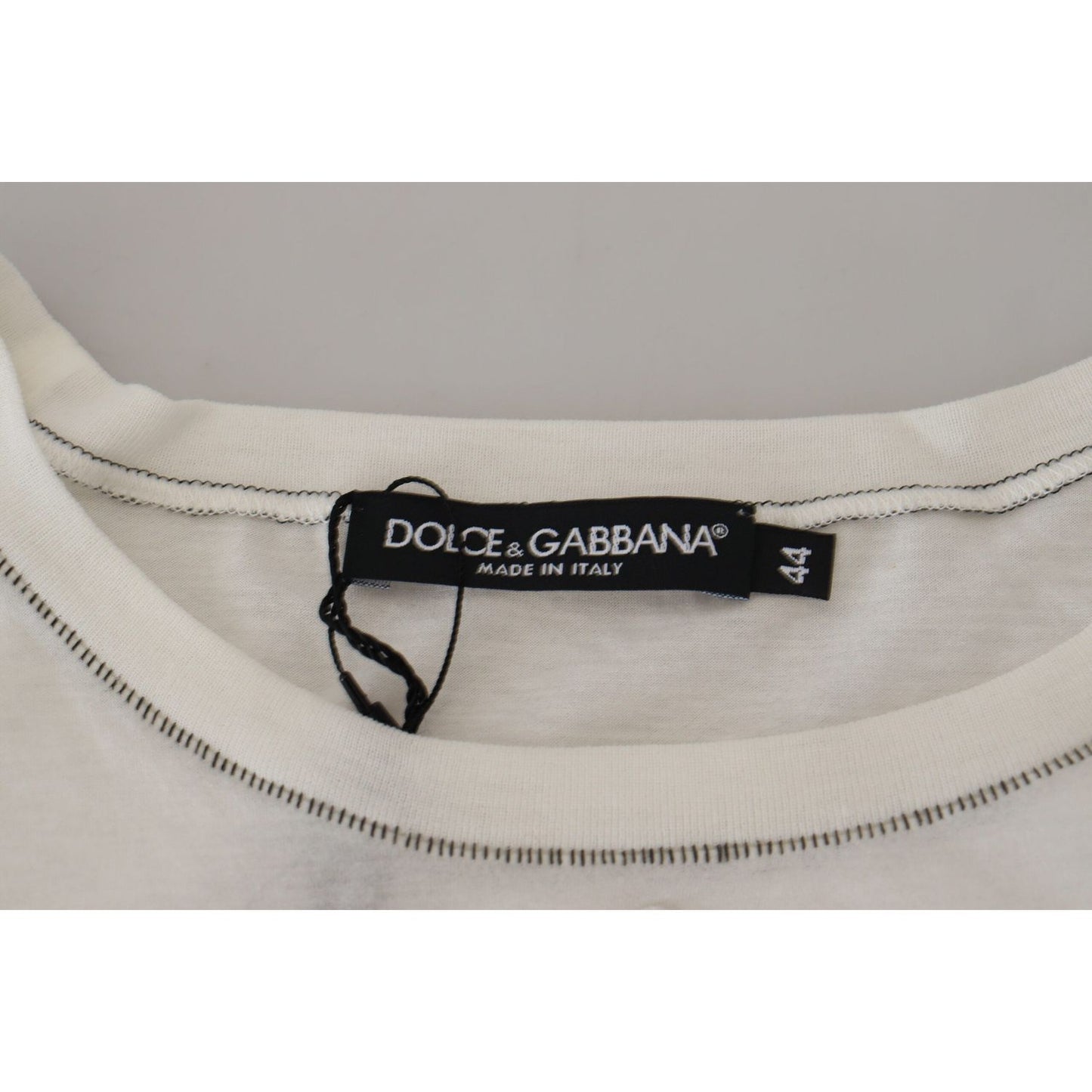 Dolce & Gabbana Elegant White Cotton-Silk Blend Tee Dolce & Gabbana Dark Gray