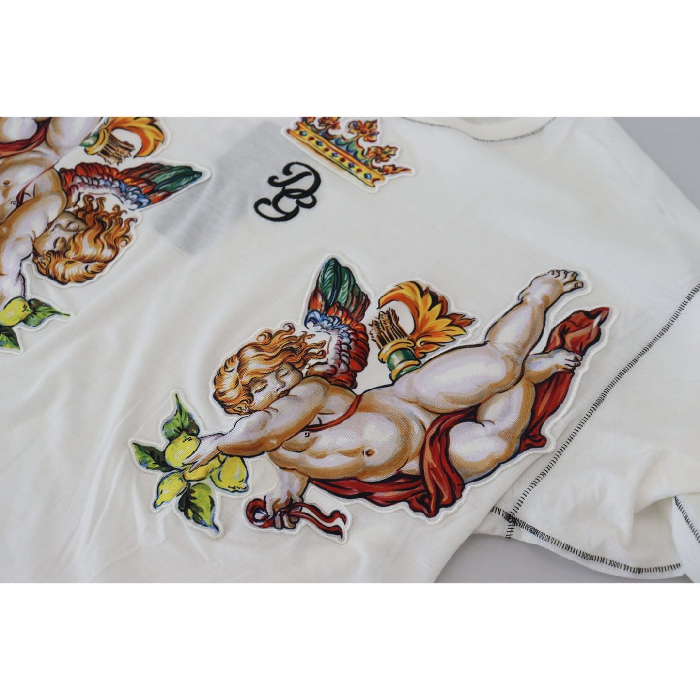 Dolce & Gabbana Elegant White Cotton-Silk Blend Tee Dolce & Gabbana Gray