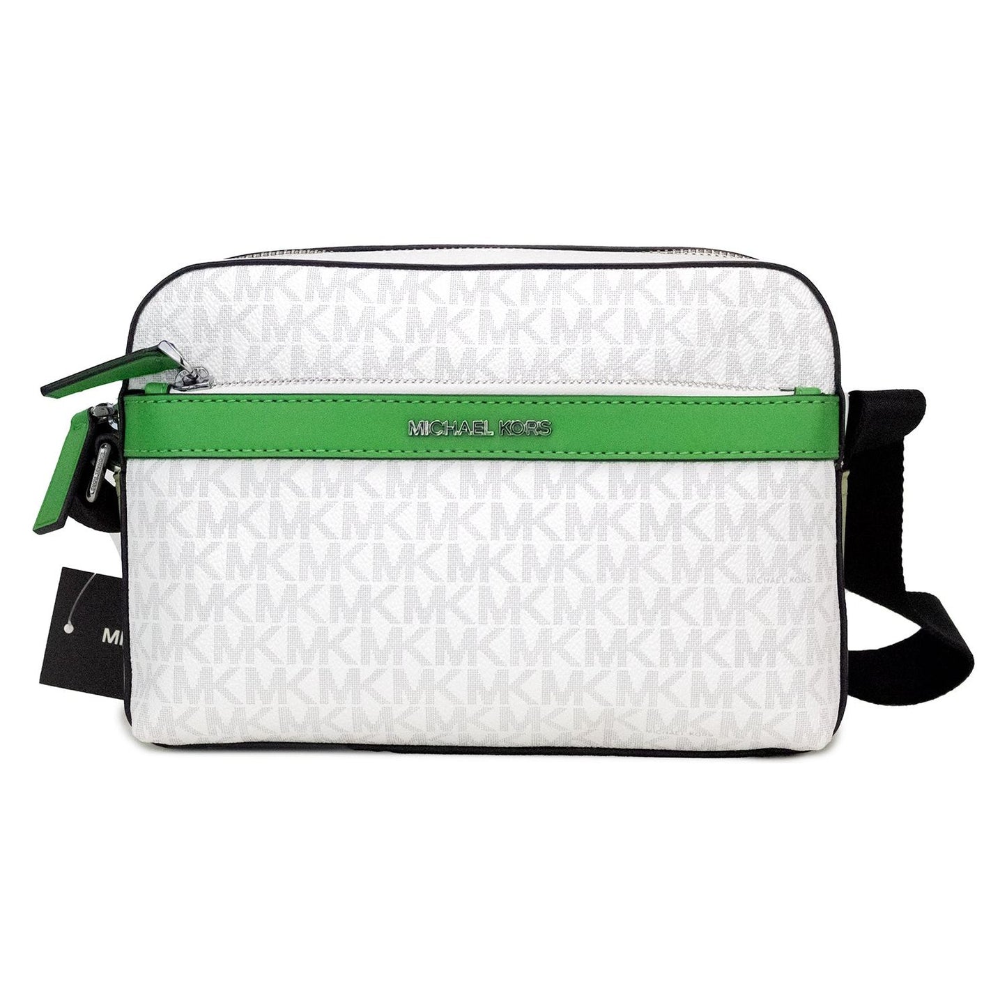 Michael Kors Cooper Small Bright White Palm Signature PVC Utility Crossbody Bag Michael Kors Dark Slate Gray