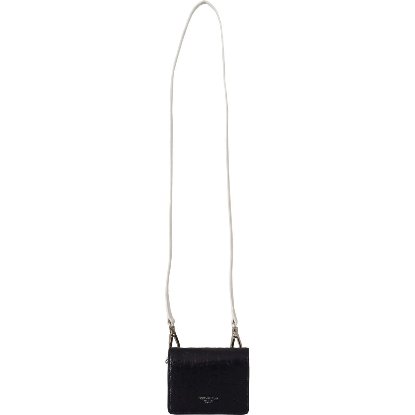 Dolce & Gabbana Blue Exotic Leather Bifold Wallet with Strap Dolce & Gabbana Black