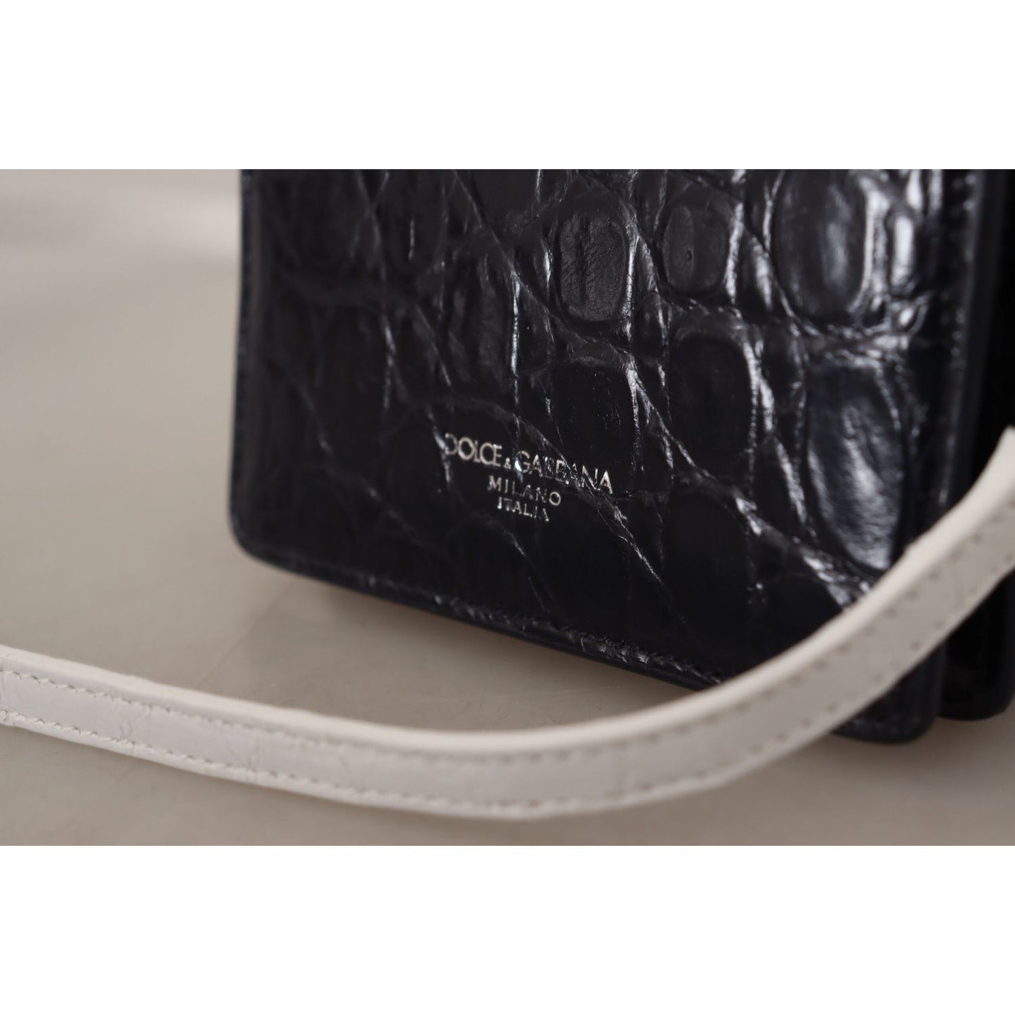 Dolce & Gabbana Blue Exotic Leather Bifold Wallet with Strap Dolce & Gabbana Black