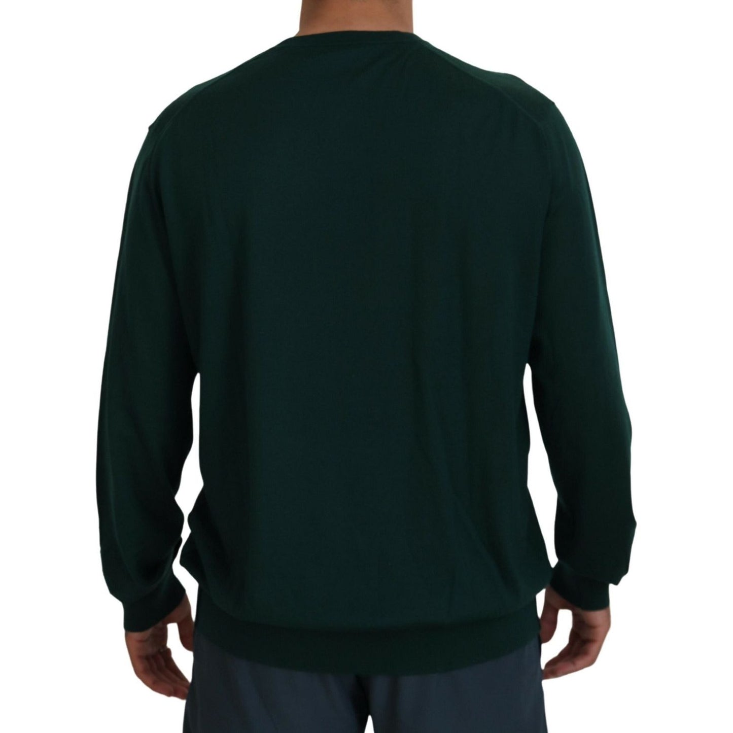 Dolce & Gabbana Elegant Green V-Neck Cashmere Sweater Dolce & Gabbana Black