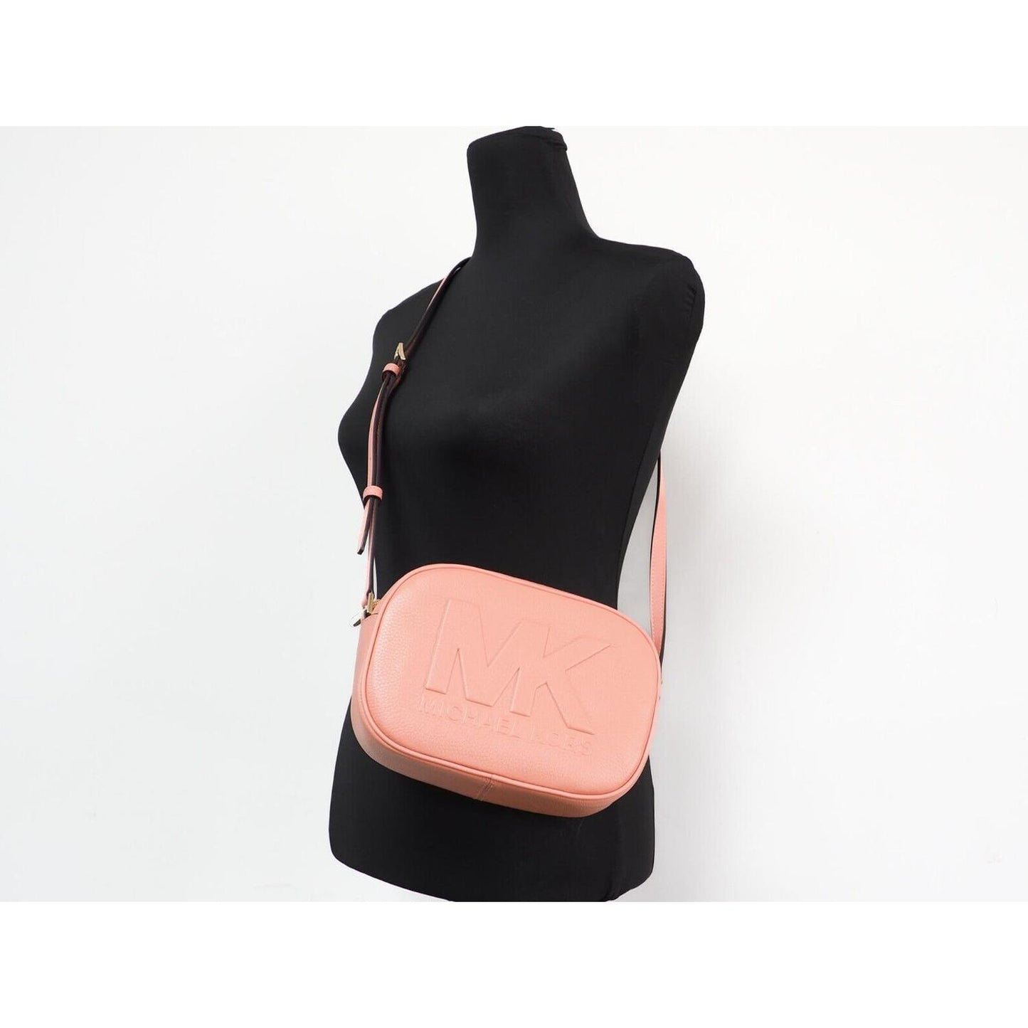 Michael Kors Jet Set Travel Medium Sherbert Leather Oval Camera Crossbody Bag Michael Kors Black