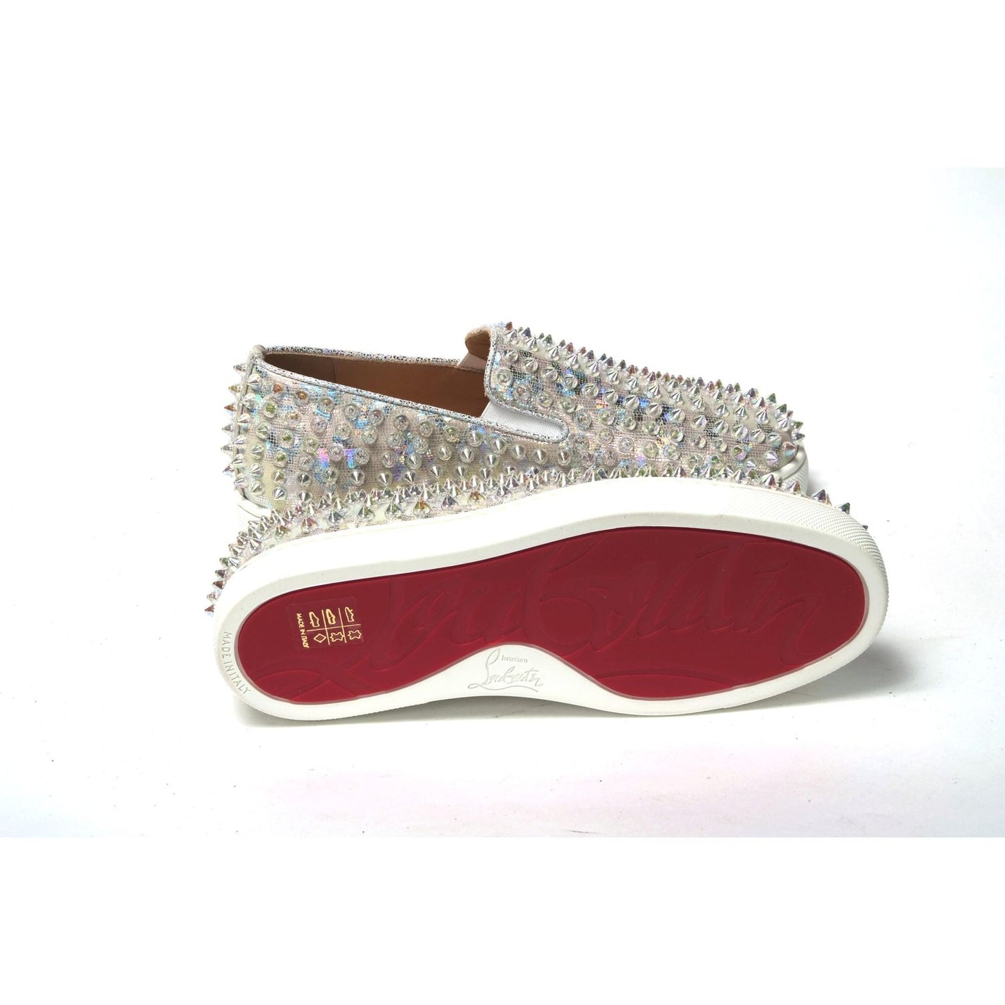 Christian Louboutin White Ab/Clear Ab Roller Boat Woman Flat Sneaker Christian Louboutin Brown