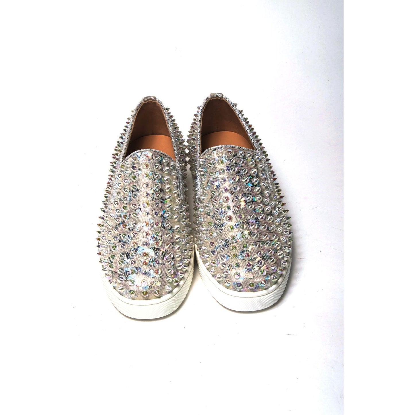 Christian Louboutin White Ab/Clear Ab Roller Boat Woman Flat Sneaker Christian Louboutin Light Gray
