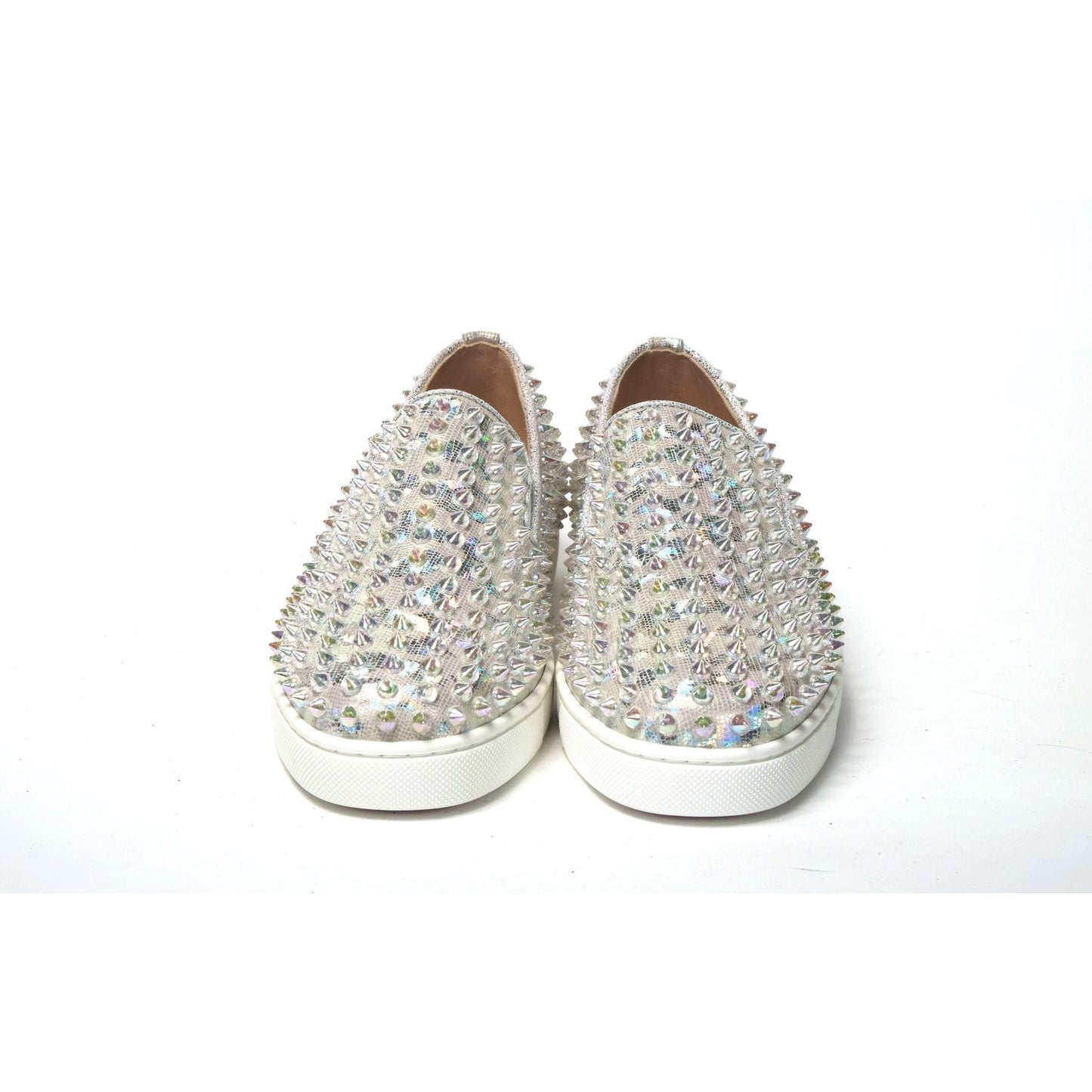 Christian Louboutin White Ab/Clear Ab Roller Boat Woman Flat Sneaker Christian Louboutin Light Gray