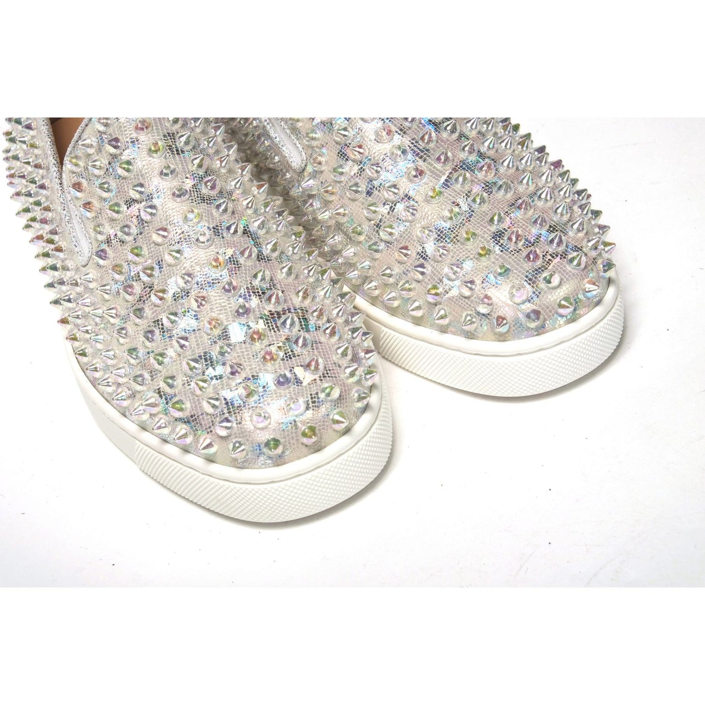 Christian Louboutin White Ab/Clear Ab Roller Boat Woman Flat Sneaker Christian Louboutin Light Gray