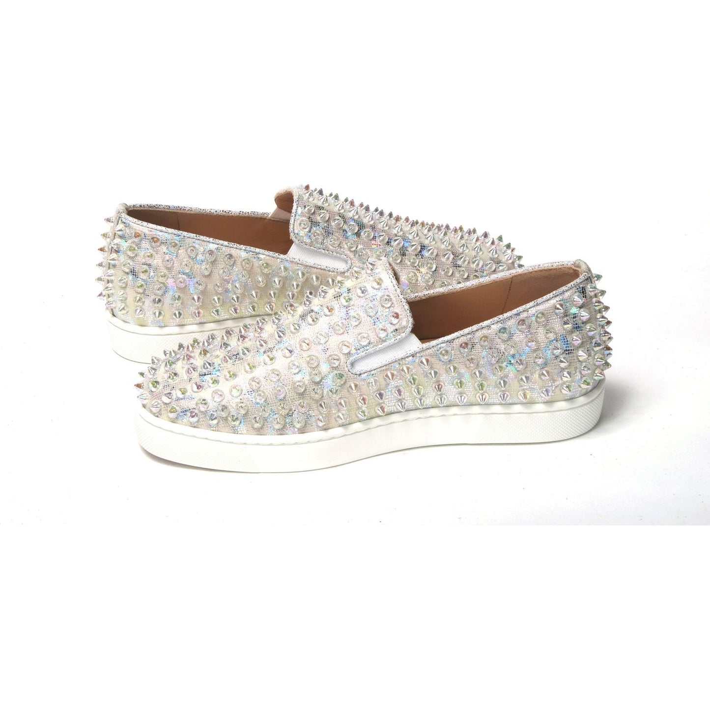 Christian Louboutin White Ab/Clear Ab Roller Boat Woman Flat Sneaker Christian Louboutin Light Gray