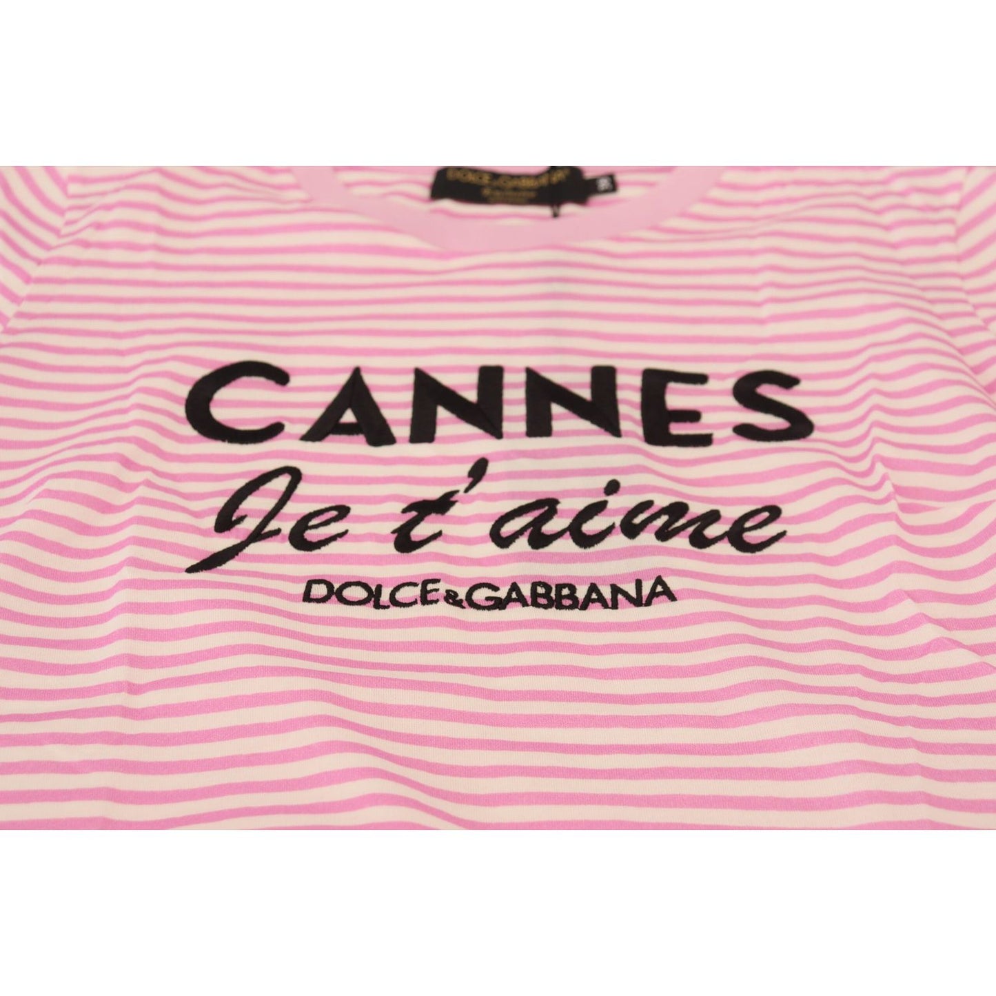 Dolce & Gabbana Exclusive Striped Love Affair Cotton Tee Dolce & Gabbana Light Pink