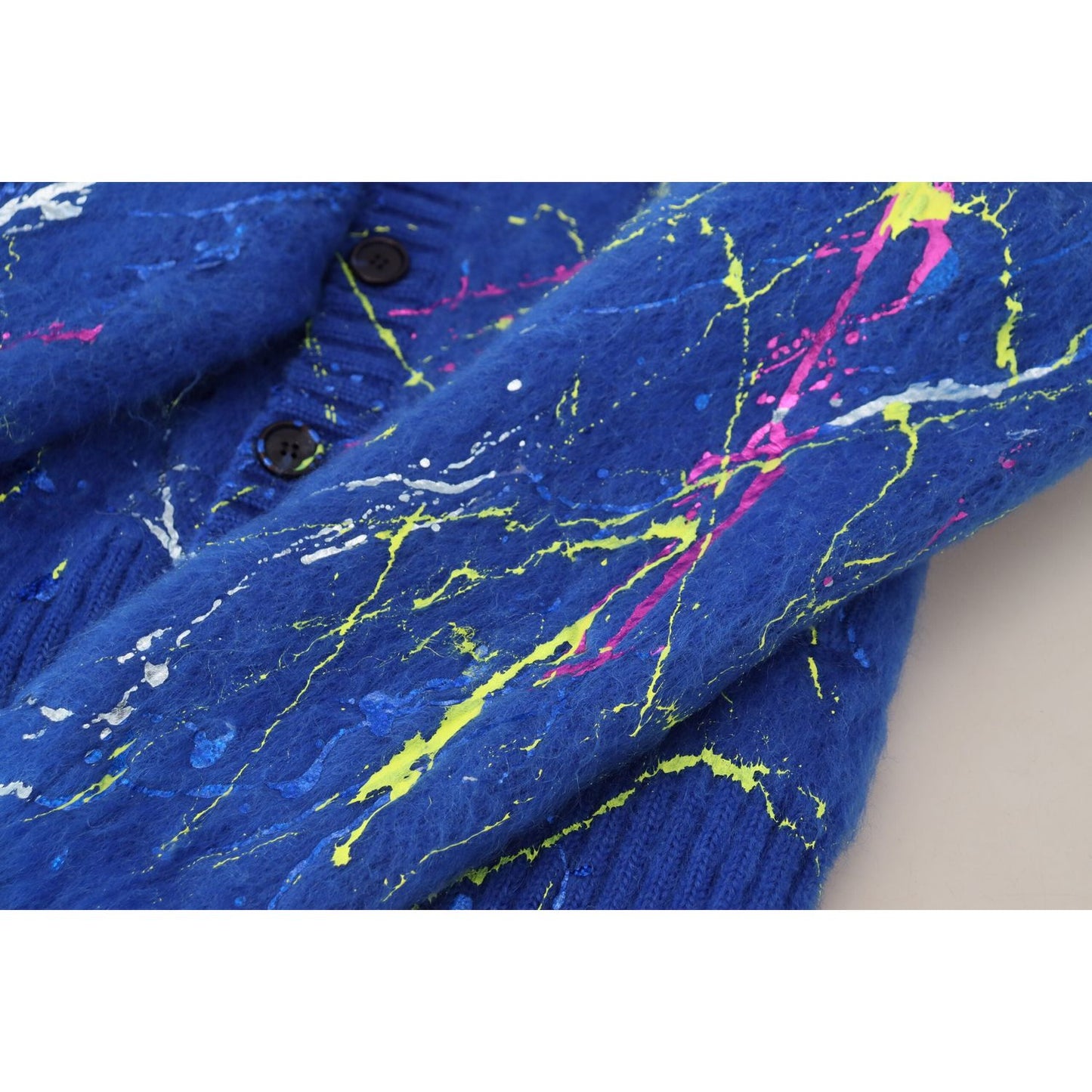Dolce & Gabbana Elegant Multicolor Splash Mohair Cardigan Dolce & Gabbana Dark Slate Blue