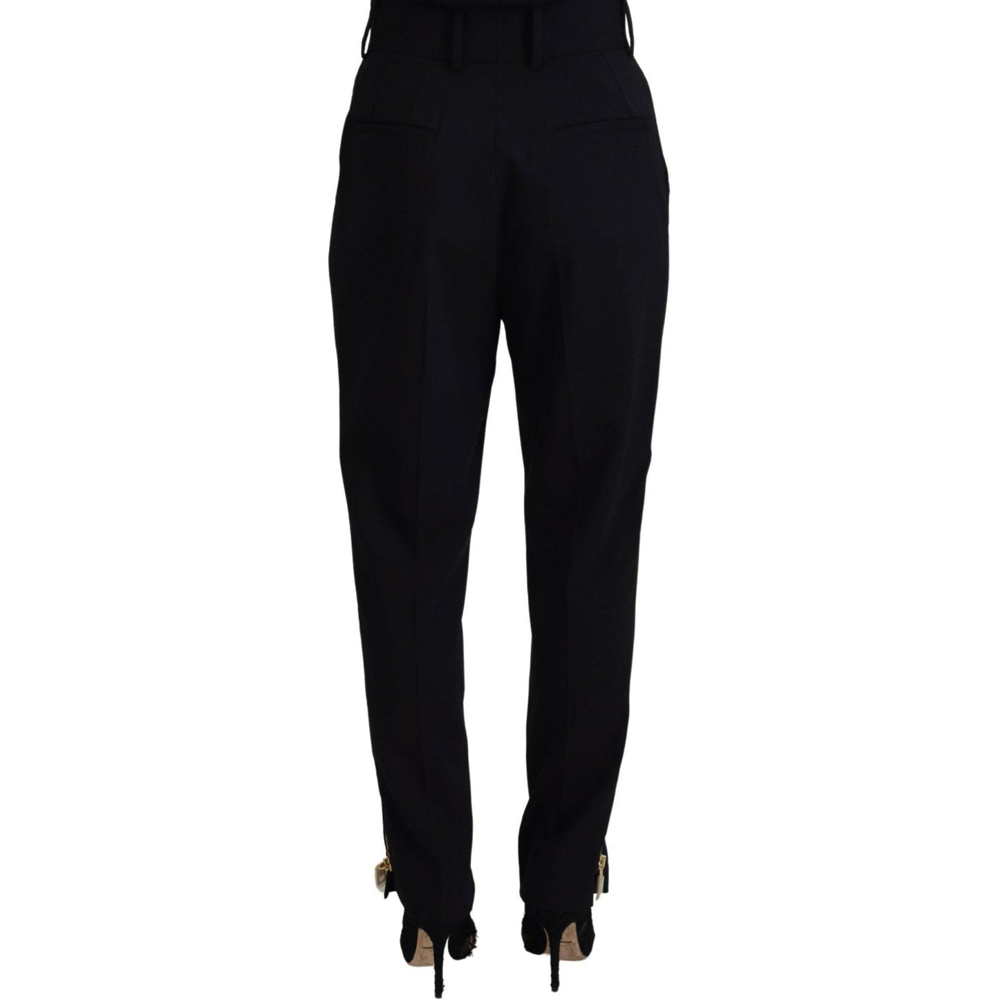 Dolce & Gabbana Elegant High Waist Tapered Wool Pants Dolce & Gabbana Black