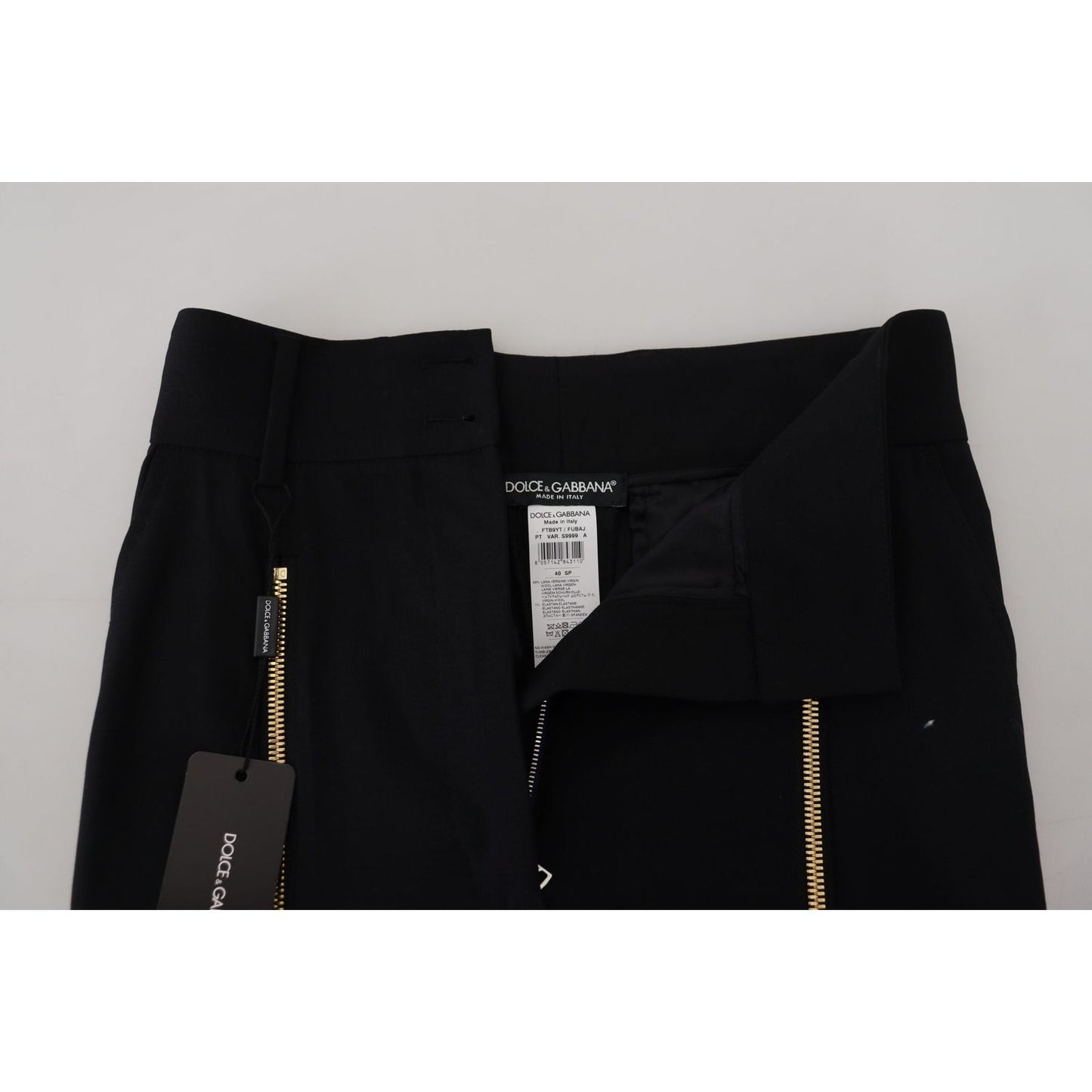 Dolce & Gabbana Elegant High Waist Tapered Wool Pants Dolce & Gabbana Gray