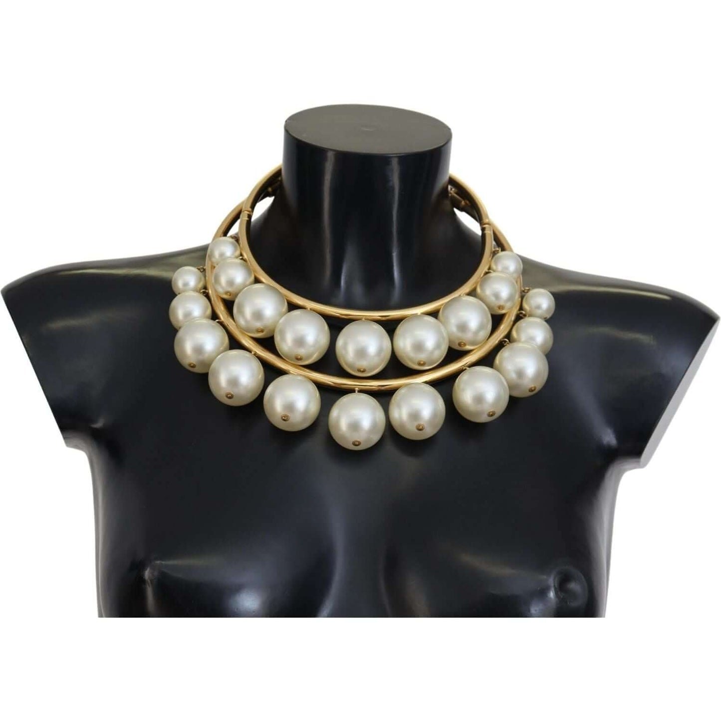 Dolce & Gabbana Elegant Faux Pearl Embellished Gold Choker Dolce & Gabbana Dark Slate Gray