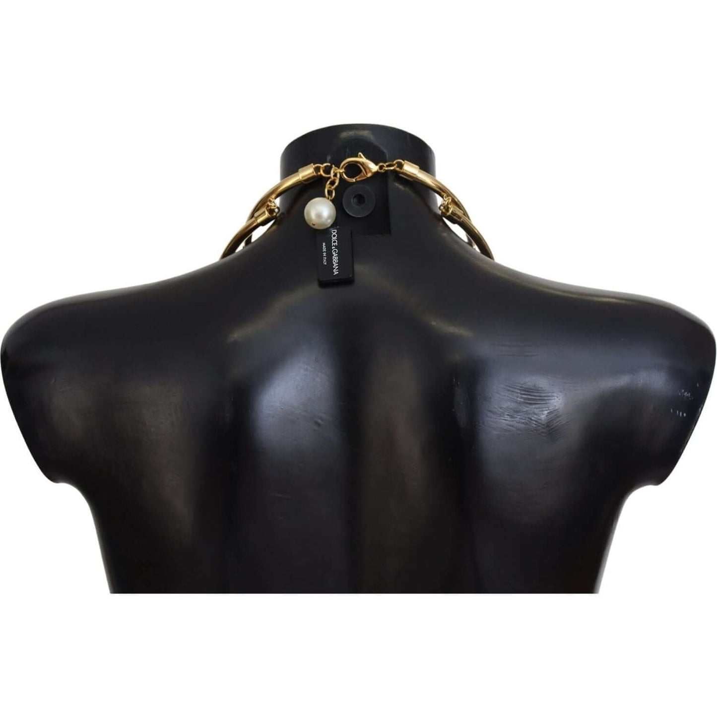 Dolce & Gabbana Elegant Faux Pearl Embellished Gold Choker Dolce & Gabbana Dark Slate Gray