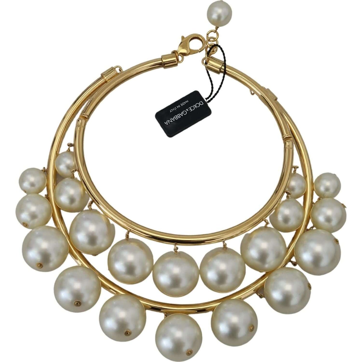 Dolce & Gabbana Elegant Faux Pearl Embellished Gold Choker Dolce & Gabbana Rosy Brown