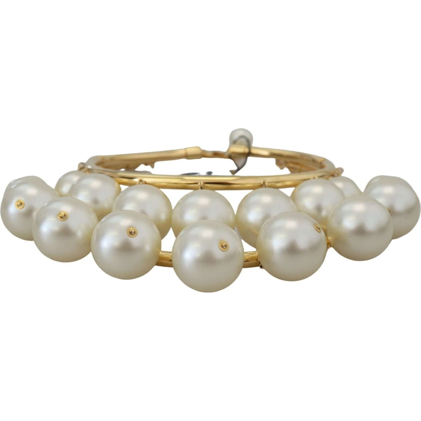 Dolce & Gabbana Elegant Faux Pearl Embellished Gold Choker Dolce & Gabbana Dark Gray