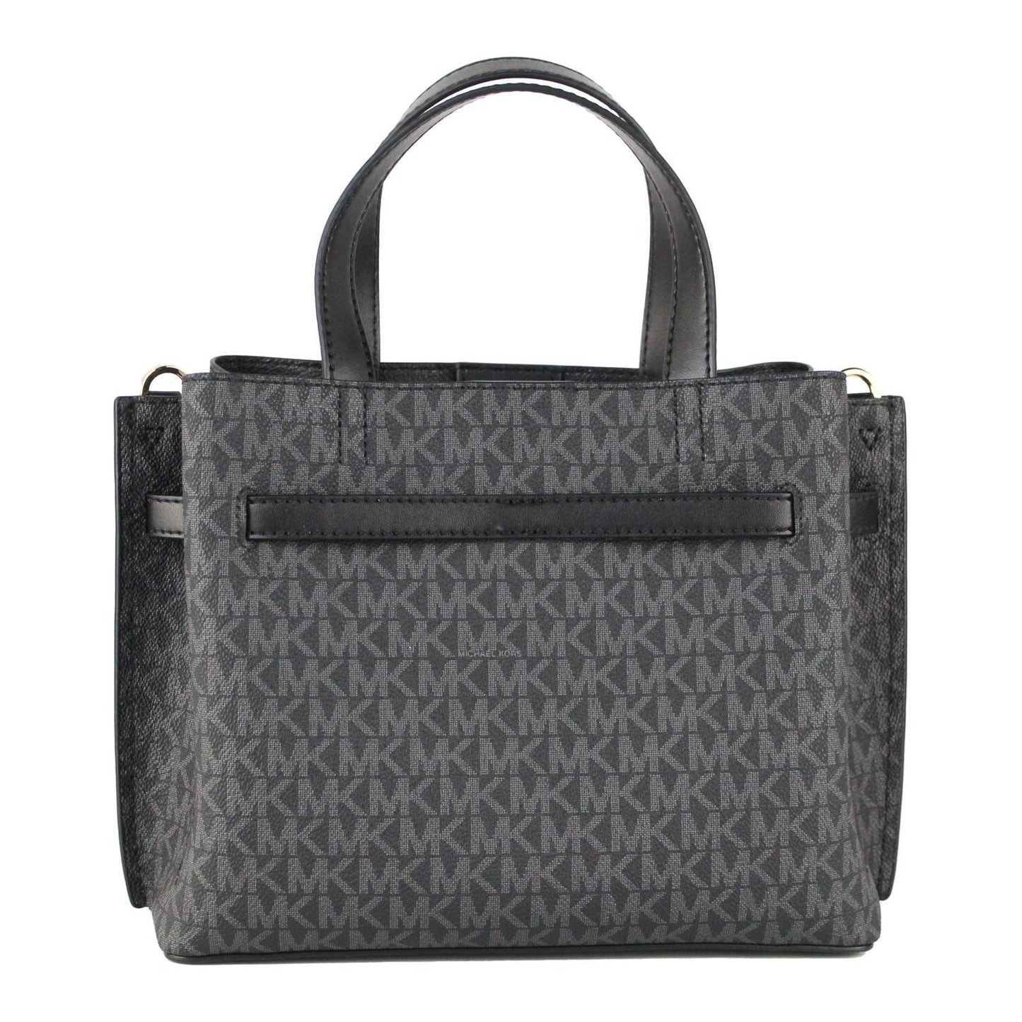 Michael Kors Emilia Small Black Signature PVC Satchel Crossbody Handbag Purse Michael Kors Dark Slate Gray