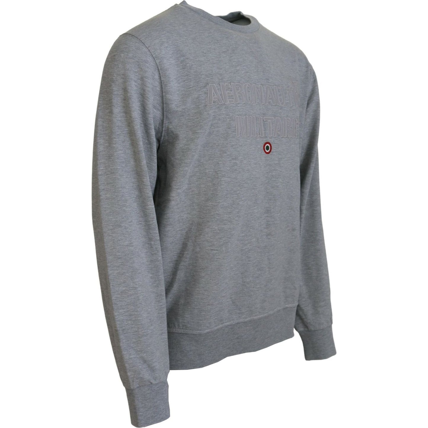 Aeronautica Militare Elegant Gray Pullover Sweater Aeronautica Militare Slate Gray