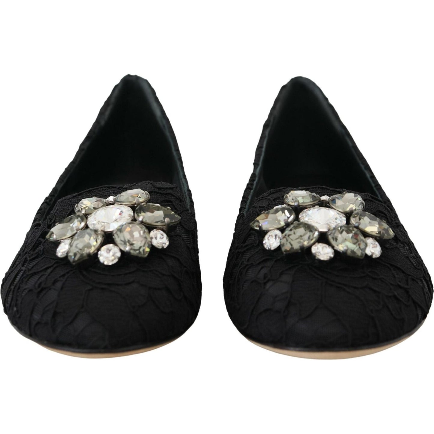 Dolce & Gabbana Elegant Floral Lace Flat Vally Shoes Dolce & Gabbana Black