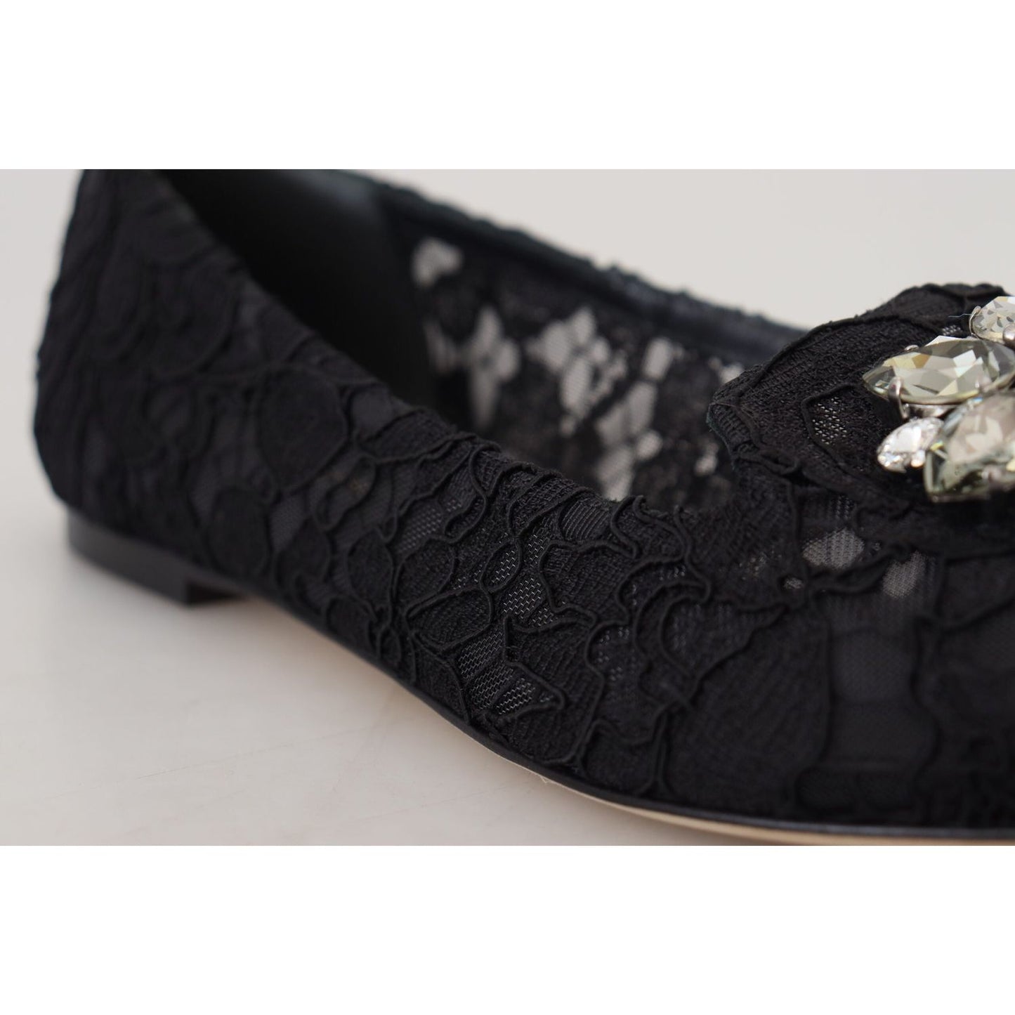 Dolce & Gabbana Elegant Floral Lace Flat Vally Shoes Dolce & Gabbana Black