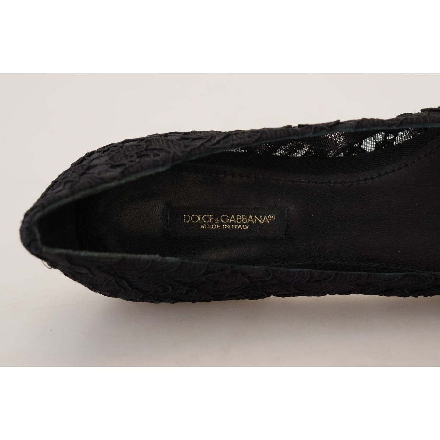 Dolce & Gabbana Elegant Floral Lace Flat Vally Shoes Dolce & Gabbana Black