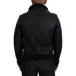 Dolce & Gabbana Black Lamb Leather Collared Men Coat Jacket JKT3596-52