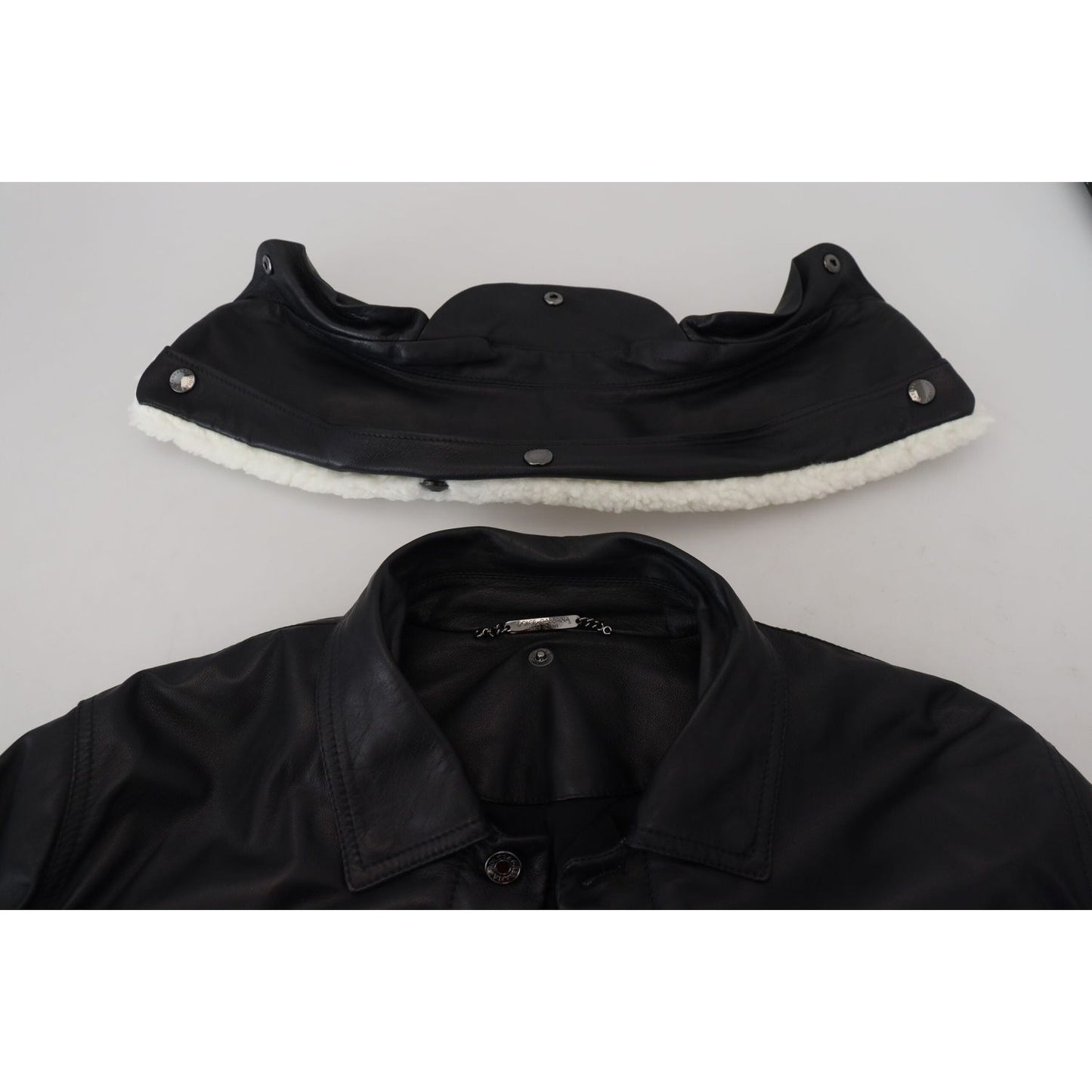 Dolce & Gabbana Elegant Black Leather Bomber Jacket Dolce & Gabbana Black