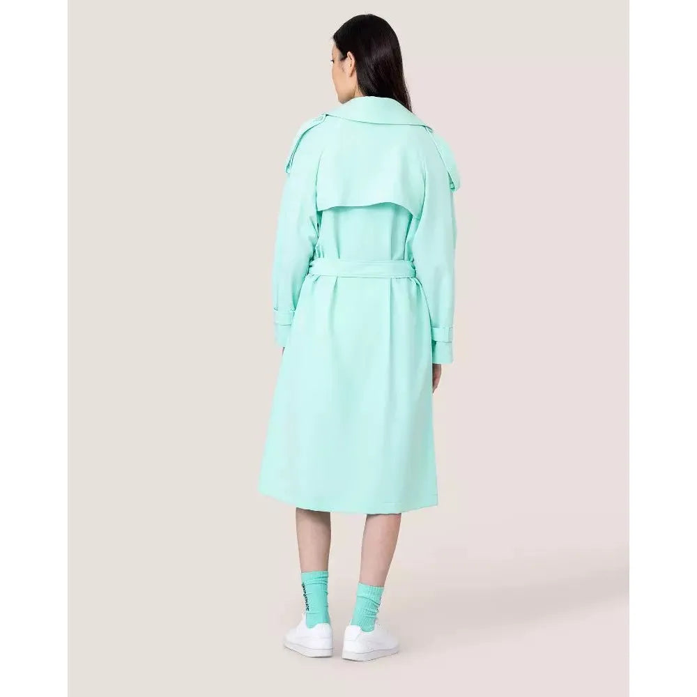 Hinnominate Elegant Light Blue Double-Breasted Trench Coat Hinnominate Light Gray