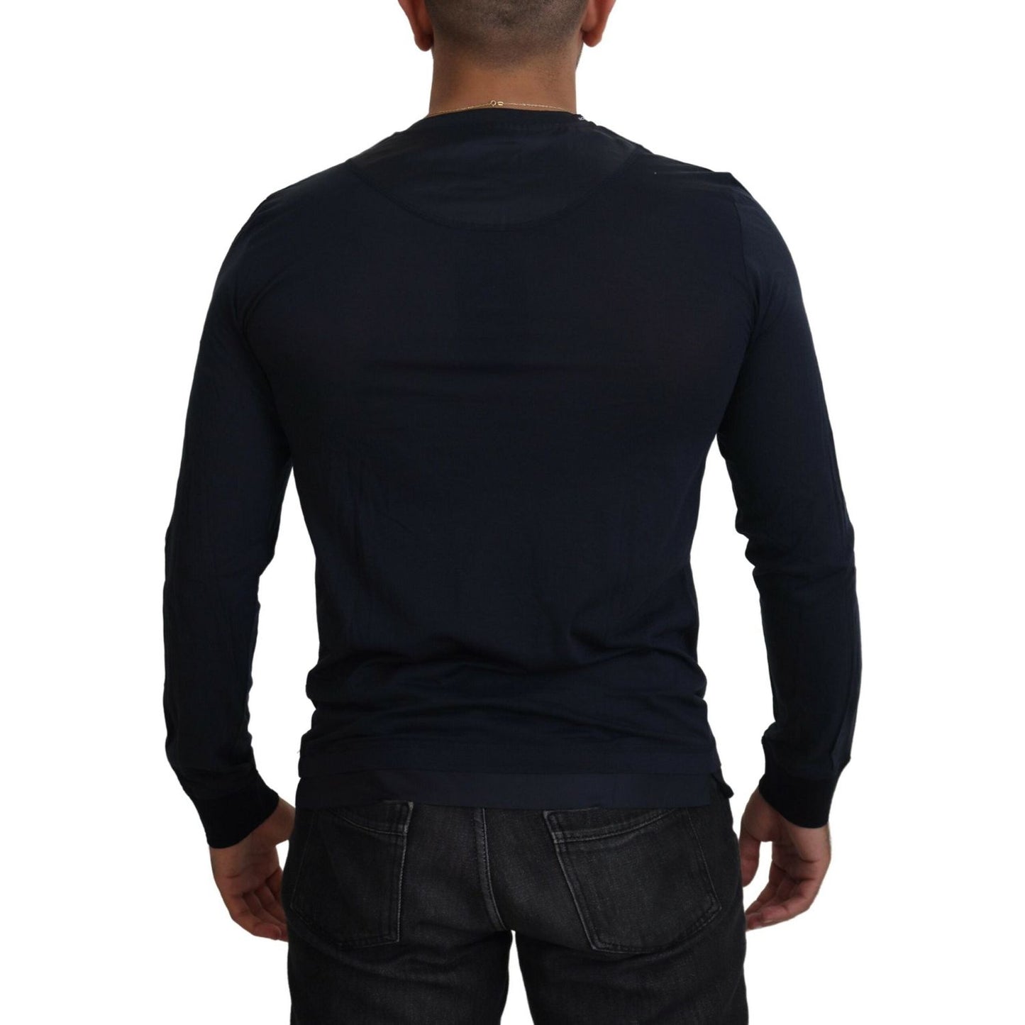 Dolce & Gabbana Elegant Cotton-Silk Blend Blue Pullover Dolce & Gabbana Black