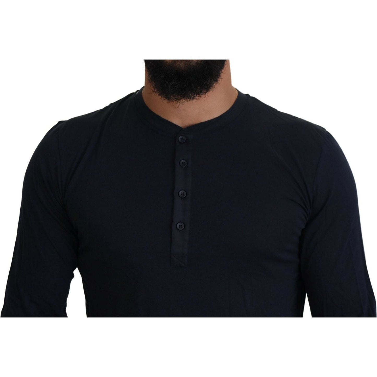 Dolce & Gabbana Elegant Cotton-Silk Blend Blue Pullover Dolce & Gabbana Black