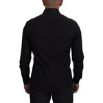 Dolce & Gabbana Black Cotton Collared Long Sleeve GOLD Shirt TSH83816-41