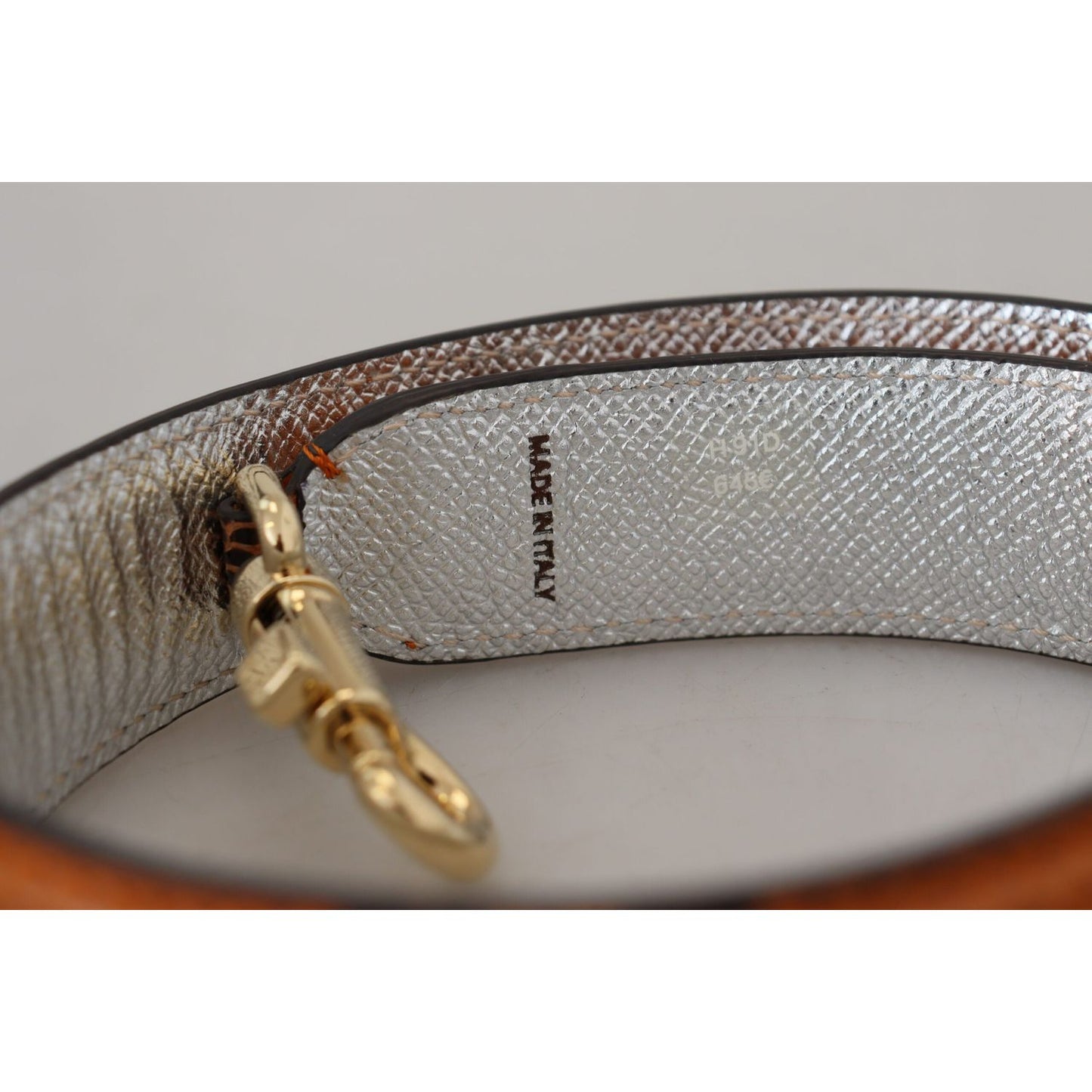 Dolce & Gabbana Chic Orange Leather Bag Strap with Gold-Tone Clasps Dolce & Gabbana Rosy Brown