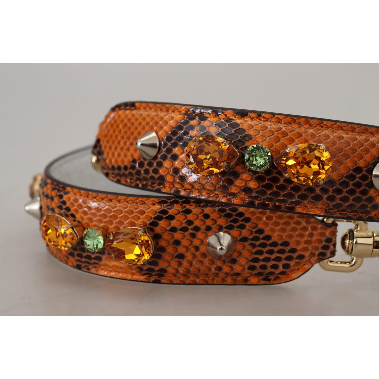 Dolce & Gabbana Chic Orange Leather Bag Strap with Gold-Tone Clasps Dolce & Gabbana Dark Gray