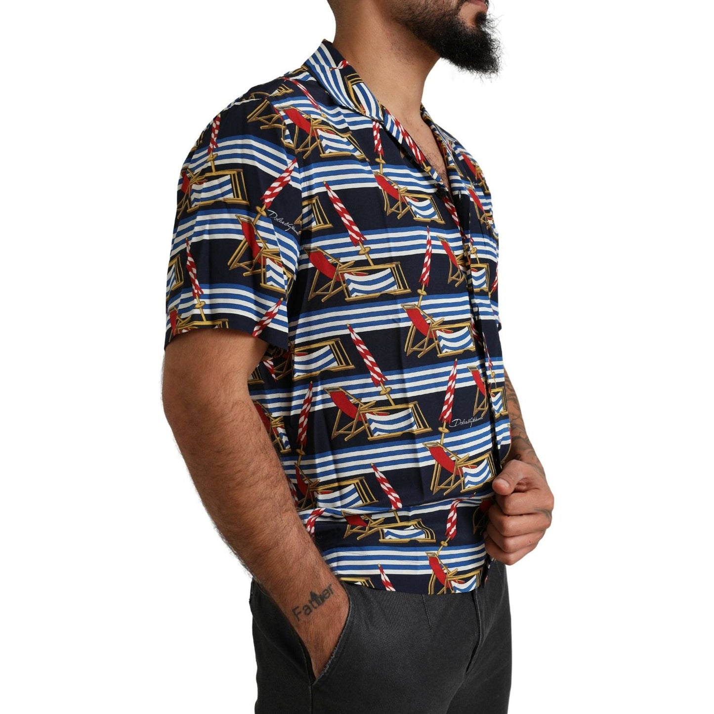 Dolce & Gabbana Multicolor Beach Chair Short Sleeves Shirt TSH84087-39