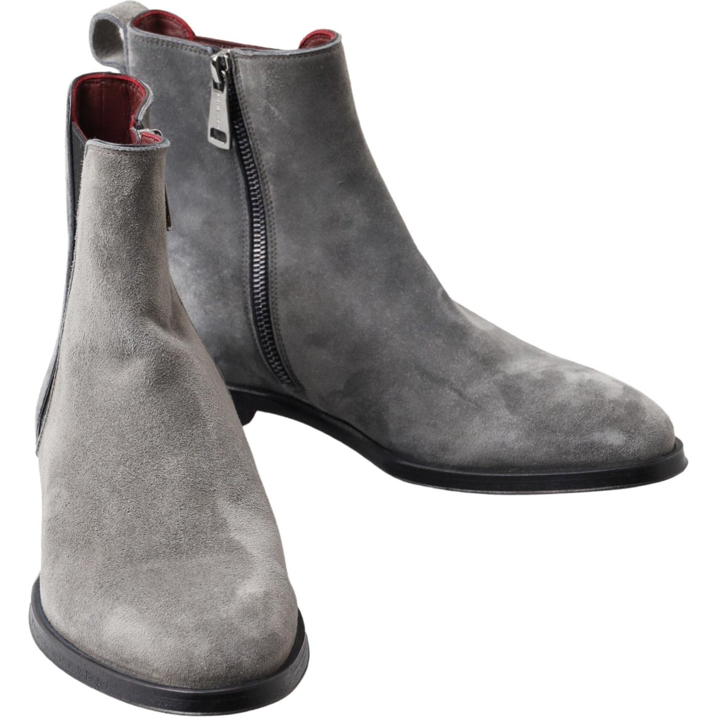 Dolce & Gabbana Elegant Gray Chelsea Leather Boots Dolce & Gabbana Dim Gray