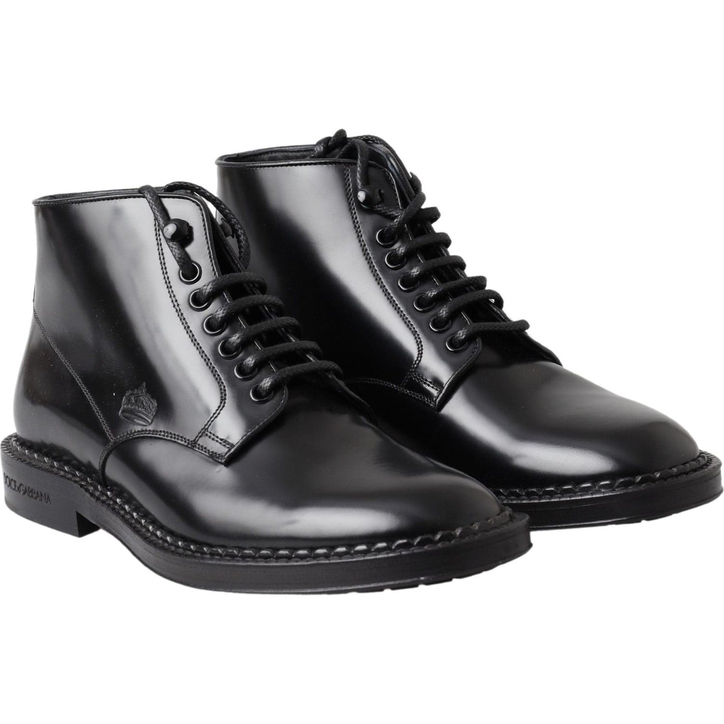 Dolce & Gabbana Elegant Black Leather Men's Boots Dolce & Gabbana Dark Slate Gray