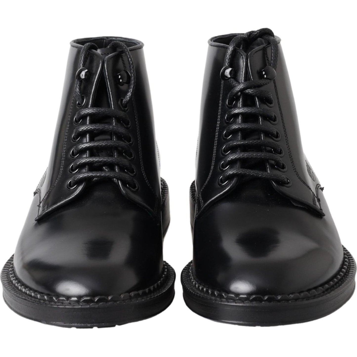 Dolce & Gabbana Elegant Black Leather Men's Boots Dolce & Gabbana Dark Slate Gray